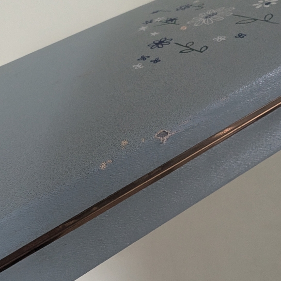 Vintage Gray Blue Floral Jewelry Box - Picture 6 of 13